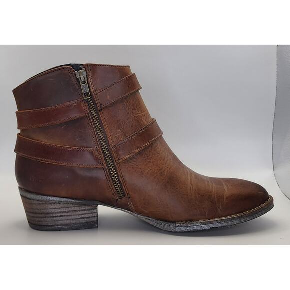 Sterling River Women’s Brown Leather Ankle Boots Buckle Zip Size 10M - Picture 8 of 10